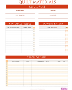 Quilt Materials Checklist
