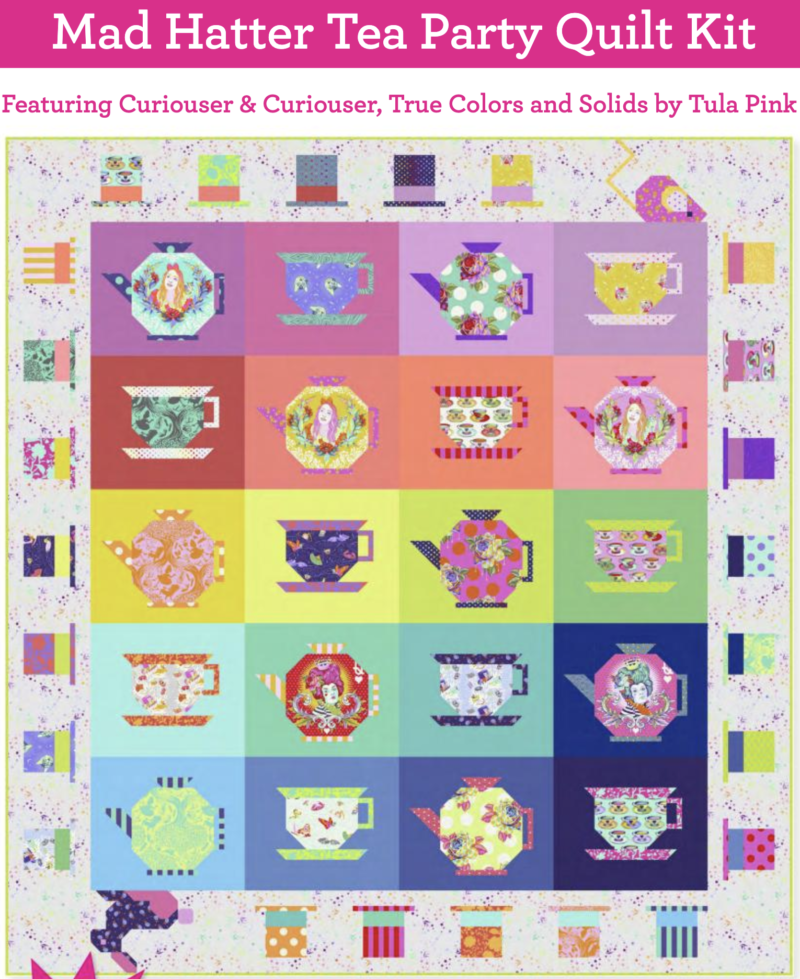 Mad Hatter Tea Party Quilt Kit By Tula Pink Petting Fabric