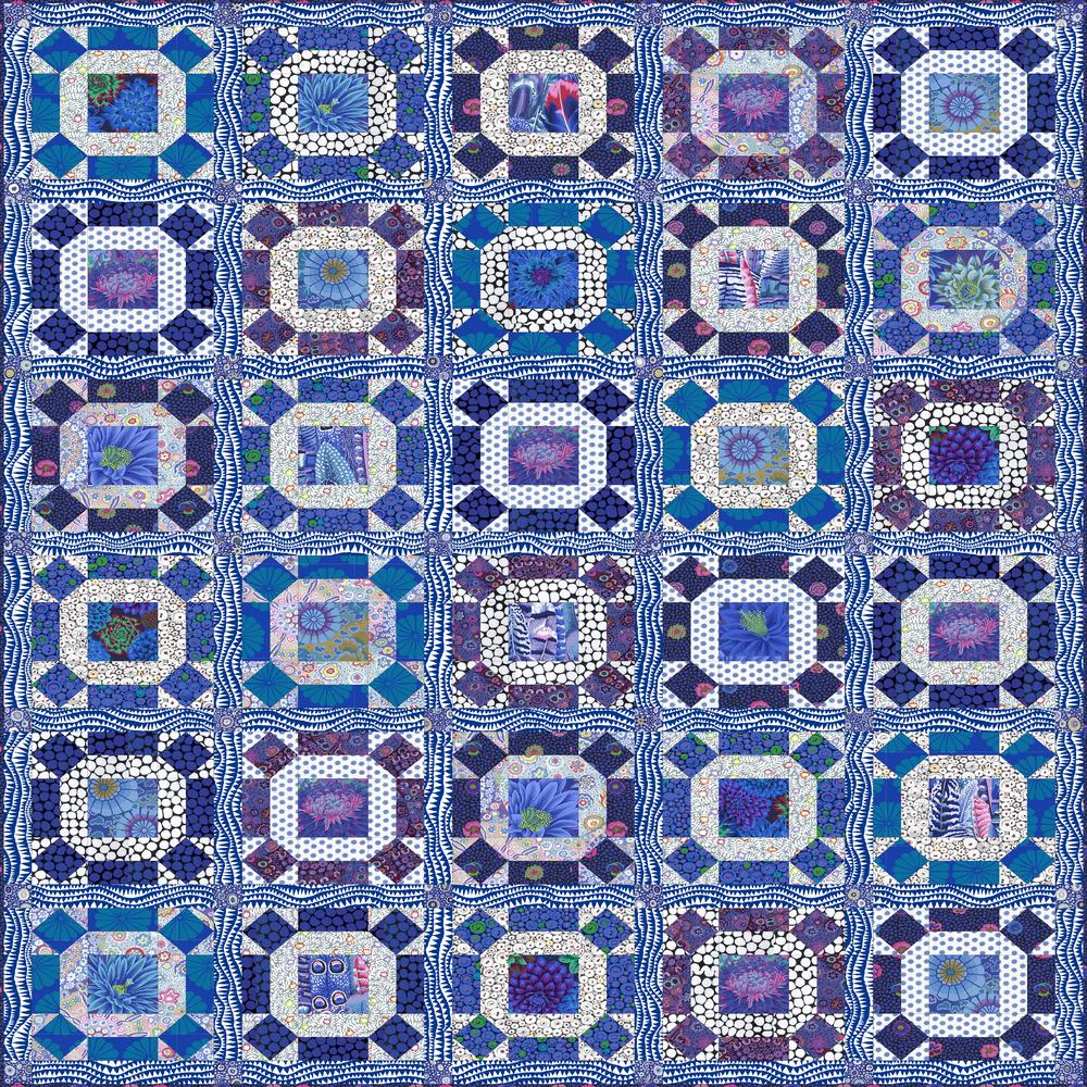 Gathering No Moss Quilt Kit By Kaffe Fassett Delft Petting Fabric