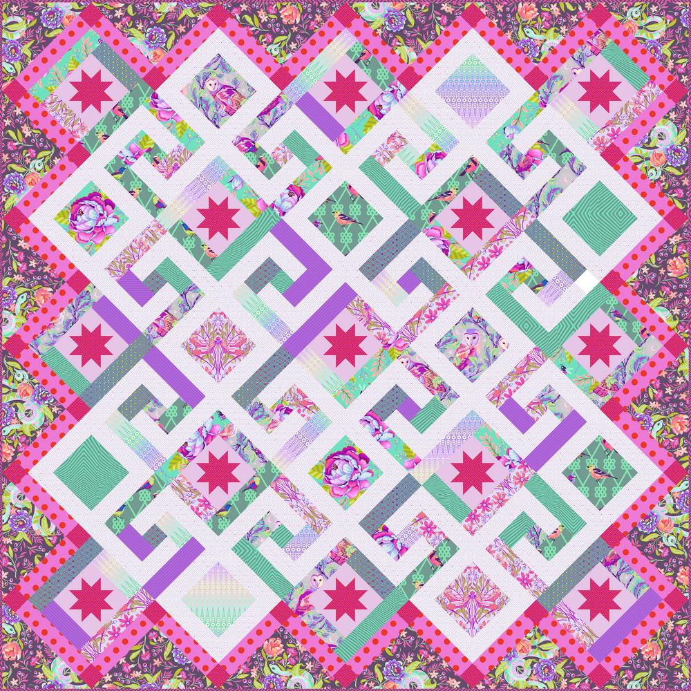 Queen of Diamonds Quilt BOM featuring Tula Pink Fabrics - Petting Fabric