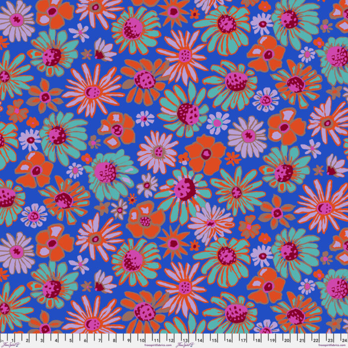 Bloomers Cobalt - August 2024 by Kaffe Fassett Collective - Petting Fabric