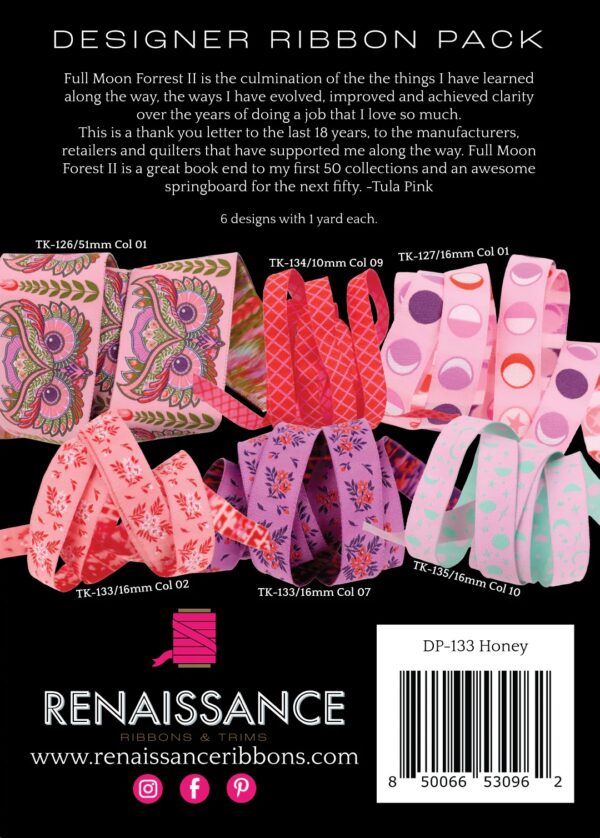 Tula Pink Full Moon Forest II Designer Ribbon Pack - Honey - Image 2