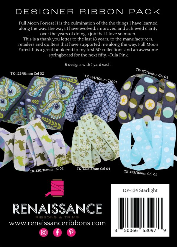 Tula Pink Full Moon Forest II Designer Ribbon Pack - Starlight - Image 2