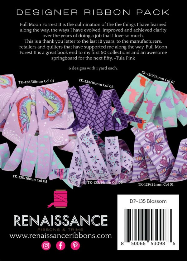 Tula Pink Full Moon Forest II Designer Ribbon Pack - Blossom - Image 2