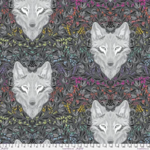Wolf of Pink Street in Carbon - Graywork MINKY by Tula Pink
