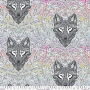Wolf of Pink Street in Fog - Graywork MINKY by Tula Pink