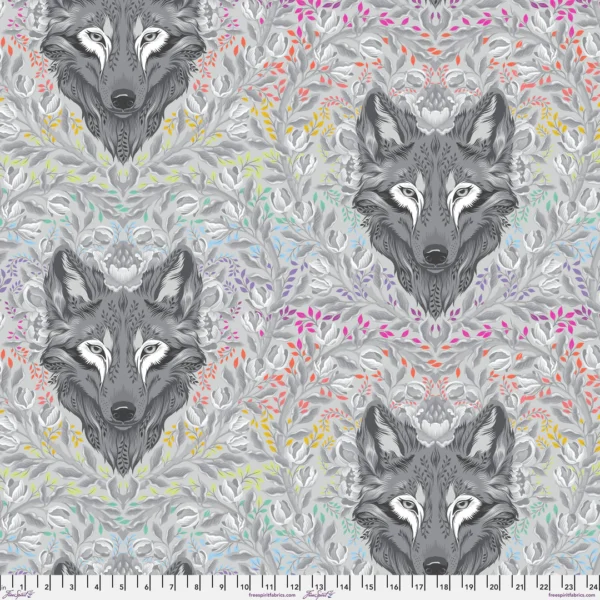 Wolf of Pink Street in Fog - Graywork MINKY by Tula Pink