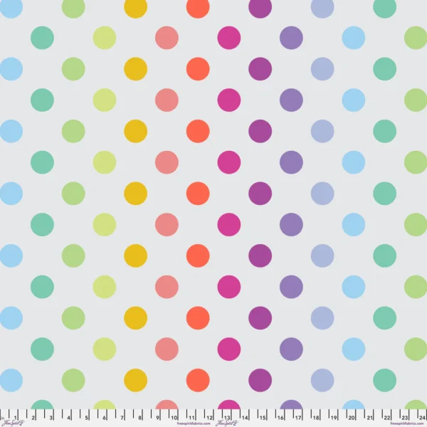 Disco Poms in Whisper - Graywork MINKY by Tula Pink