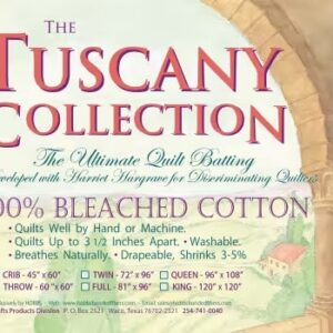 Batting Tuscany Bleached Cotton 96in x 108in Queen